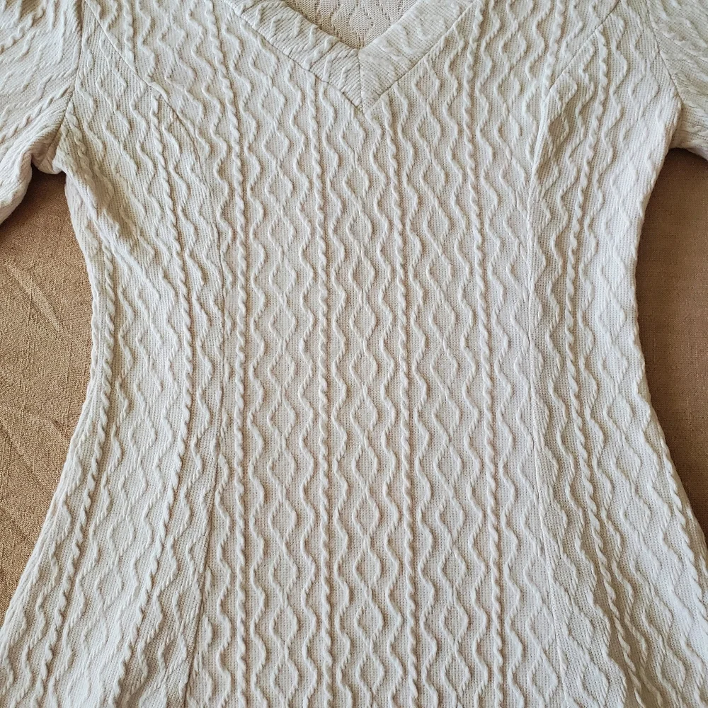 SHEIN Clasi Cream Solid A Line Dress Medium
